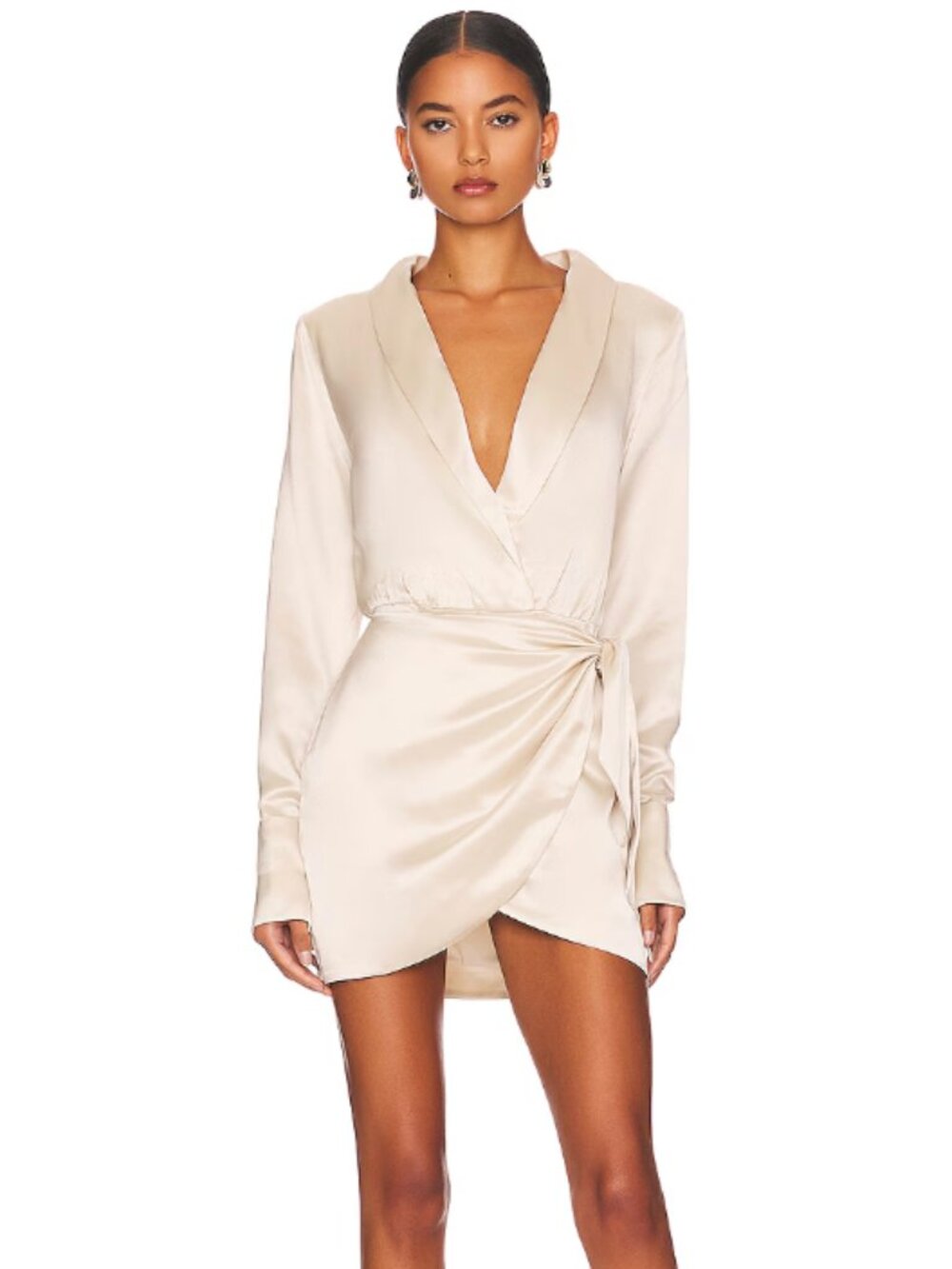 Retrofete Hailey Champagne Long Sleeve Silk Blend Minidress S (Never Worn & NWT)